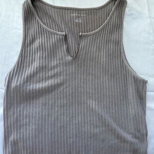 American Eagle Outfitters Women's Charcoal Ribbed Tank Top